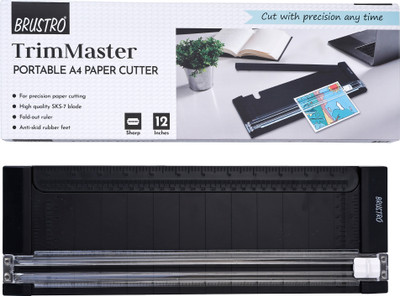 BRuSTRO Trim Master Portable A4 Plastic Grip Hand-held Paper Cutter(Set Of 1, Black)
