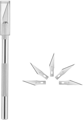 CasaCrafts Pen Knife Metal Grip Hand-held Paper Cutter(Set Of 1, Steel)