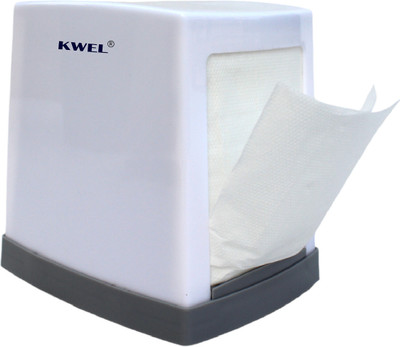 KWEL Double Side Cube Table Top L-Fold Tissue Paper Holder White Pack of 1 Paper Dispenser