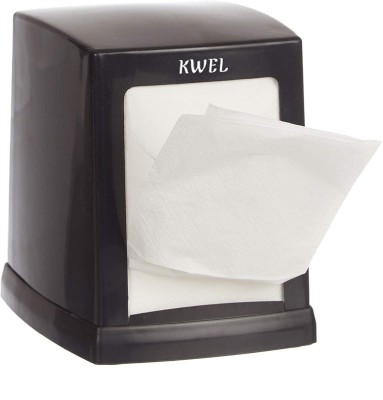 KWEL Double Side Cube Table Top L-Fold Tissue Dispenser with 2 Packets-Black Paper Dispenser