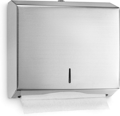 greenizon Stainless Steel Commercial Toilet Multifold Hand Towel Paper Tissue Dispenser Silver Colour with 2 Pack of Paper Paper Dispenser