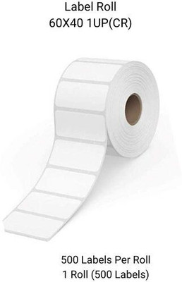Sunbirds ChromoBarcodeLabel60X40mm1UP,500LabelsPerRoll(PackOf1Roll)RibbonRequired Self-Adhesive Paper Label(White)