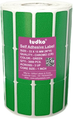 tudko 33 X 15 mm Self adhesive barcode Paper Label(Green)