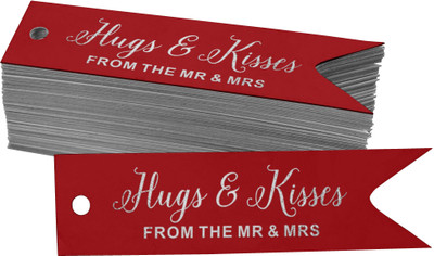 Inkdotpot Pack of 100 Silver Foil Paper Tags Hugs & Kisses from The Wedding Favor No Paper Label(Red)