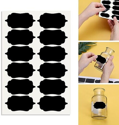 Jiyancreation Reusable Vinyl Stickers for Mason Jars Self Adhesive Paper Label(Black)