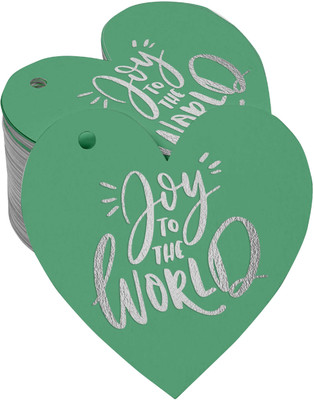Inkdotpot Joy to The World Baby Shower Bottle Tag Silver Foil Favor Hang Tags Pack of 100 No Paper Label(Green)