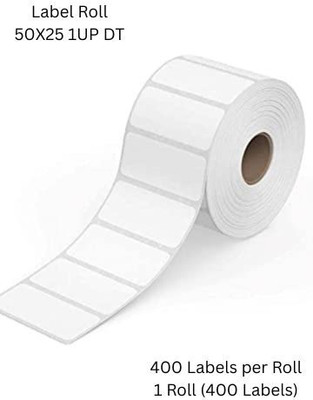 Semana 50X25mm(2X1Inch) Direct ThermalBarcodeLabel 1UP,400LabelsPerRoll(PackOf1Roll) Self Adhesive Paper Label(White)