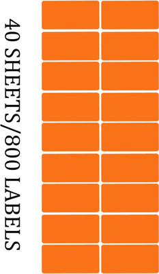 CLAPPERZZ Color-Coding Labels 4 x 2 cm Rectangular Stickers Self-adhesive Paper Label(Orange)