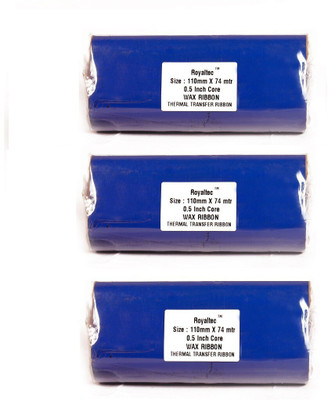 Royaltec 110MMX74Mtr Set of 3 Barcode Ribbon NON-ADHESIVE Paper Label(Blue)