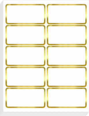True-Ally Permanent Adhesive Writable Sticker with Metallic Gold Border for School Office- Paper Label(Gold)