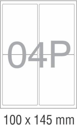 technova NovaJet Multipupose Label for Inkjet/ Laser printer 4 Labels (Size of 100mm x 145mm) in A4 Sheet ( 100 Sheet) ADHESIVE Paper Label(White)