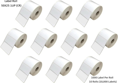 Semana ChromoBarcodeLabel Sticker 50x25mm(2X1 Inch),1Up,1000LabelPerRoll(PackOf10Rolls) Self Adhesive Paper Label(White)