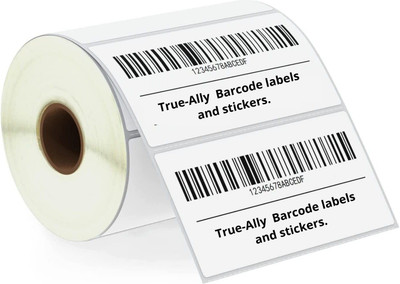 True-Ally 100x50 (DT) Barcode Label-1000 Labels - Self Adhesive for Printing Barcoding White Self Adhesive Sticker for Printing Barcoding Paper Label(White)