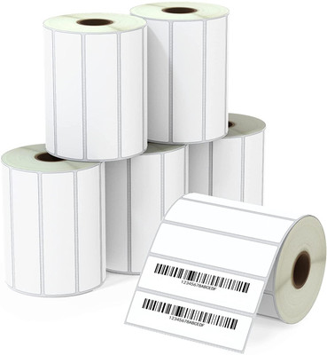 True-Ally (Chromo) Barcode Label Sticker-4x1in-1000 Labels/Roll-(Ribbon Required)-6 Rolls Self Adhesive Paper Label(White)