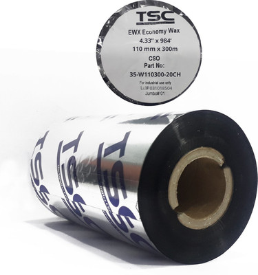 TSC TSC Thermal Transfer 110mmX300m Wax Ribbon for Label, Tag, Barcode Printing Wax self Paper Label(Black)