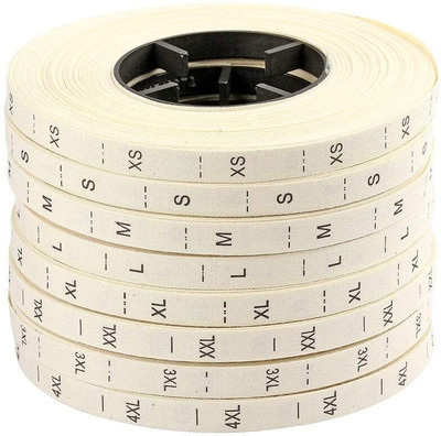 MSLABELS Cotton Size Label N.W.Fabric Roll for Clothing, Dresses, and Other Projects Self Adhensive Paper Label(White)