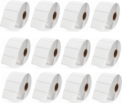 True-Ally 50x25 Direct Thermal Sticker Label Barcode MRP Sticker Labels – 400 Labels/Roll Designed for Small Thermal Printers -(12 Rolls Per Pack (4800 Labels)) Paper Label(White)