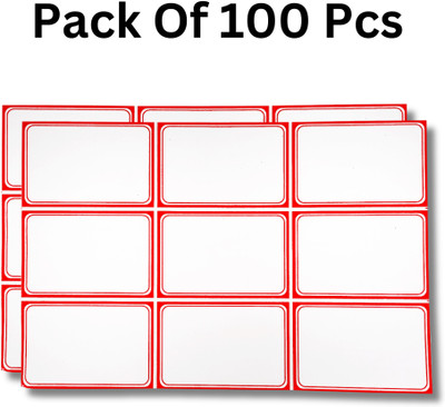 Printon 100 Pcs Kitchen Jar Labels Stickers Big Price Tag Label Sticker MRP Sticker Self Adhesive Paper Label(White, Red Border)