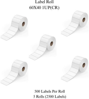 Semana 60X40mm(Chromo)BarcodeLabel1UP,500LabelsPerRoll(PackOf5Rolls)RibbonRequired Self-Adhesive Paper Label(White)
