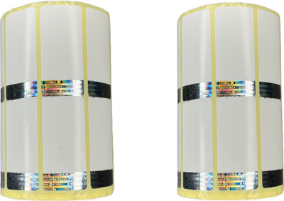 True-Ally 50x25 Holographic Chromo Barcode Label - 2 x 1 inch-2 Ups - 2000 Labels/Roll Genuine Original Siver Hologram Barcode Sticker (2 Roll Per Pack (4000 Labels)) Paper Label(White)