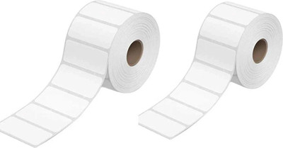 BDOUBLEU 50x25mm Direct Thermal Barcode Label Sticker, 2x1 inches-400 Labels Per Roll Pack of 2, White Self Adhesive Sticker for Barcoding Paper Paper Label(White)
