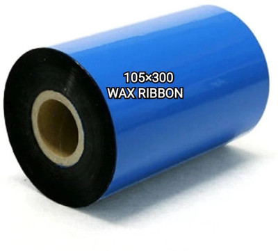 Sankarai 105mmX300mtr Barcode Premium Wax Ribbon (Ink Out)Pack Of 1 Rolls Premium Wax Ribbon coated outside Paper Label(White)