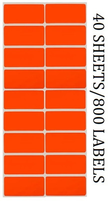 CLAPPERZZ Rectangle Color Coding Labels to Write On Stickers Self-adhesive Paper Label(Orange)