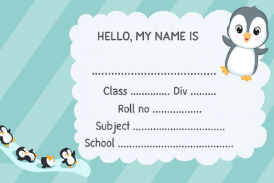 SMEEPS Penguin School Notebook Label Sticker Paper Label(Multicolor)
