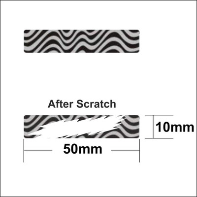 AKKI 50 x 10 mm zebra scratch off label pack of (264 Sticker) Paper Label(Silver black)