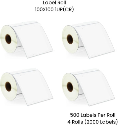 Semana ChromoBarcodeLabel 100x100mm(4x4Inch)1UP,500LabelsPerRoll(PackOf4Rolls) Self Adhesive Paper Label(White)