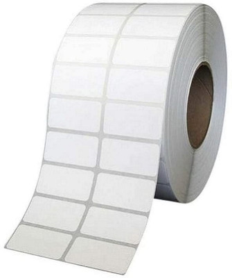 BlackDreams Paper Label Stickers 38x25 (Chromo) Barcode Label Stickers, 4000 Label in Roll, 2up (Ribbon Required) Paper Label(Plain White)