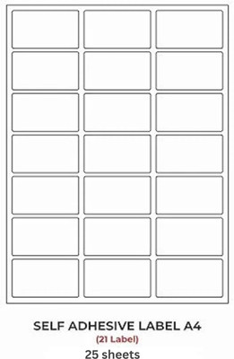 NEELGAGAN A4 (ST-21) Shipping Label (64mm x 40mm x 21) (Self Adhesive Label for Inkjet/Paper/Laser Printer) Paper Label(White 25 Sheets)