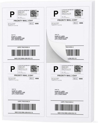 Etree A4 Size Multi Purpose White Self Adhesive Label/Sticker for Printer (Lable Size 100x 145 mm, 4 Lable in A4)- 4 Sticker Per Sheet - 50 Sheets Pack self-Adhesive Paper Label(Whte)