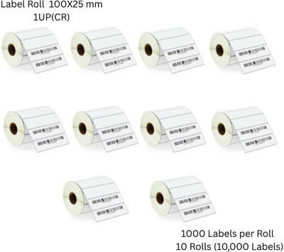 Semana ChromoBarcodeLabel 100x25mm(4x1Inch)1UP,1000LabelPerRoll(PackOf10Rolls) Self Adhesive Paper Label((Ribbon Required) White)