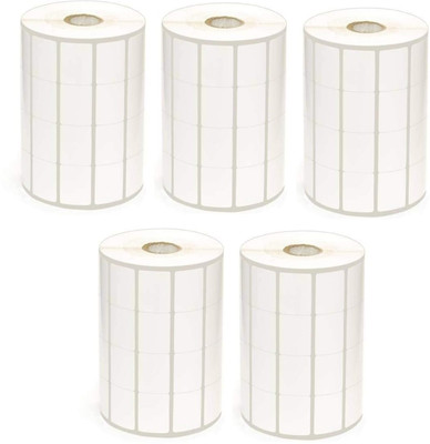 True-Ally Barcode Label Sticker-25x15mm-4 Ups-10000 Labels/Roll-Pack of 5(Ribbon Required) Self Adhesive Paper Label(White)