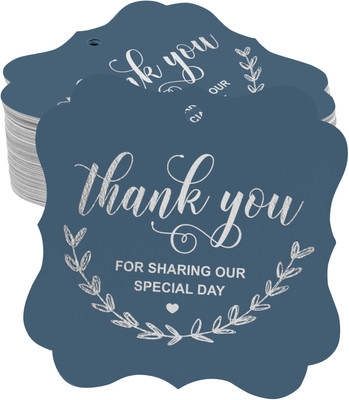Inkdotpot Thank You for Celebrating with Us Bridal Baby Shower Silver Foil Pack Of 100 No Paper Label(Blue)