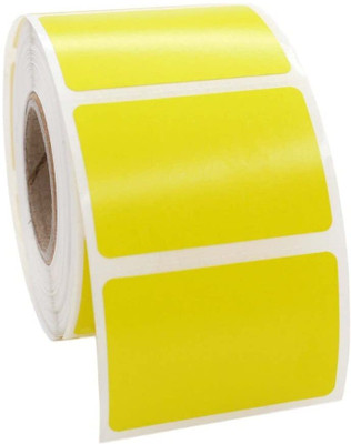 BlackDreams Chromo Barcode Paper Labels Stickers roll Print with Ribbon Self Adhesive Sticker Roll for Barcode Printers (75x50mm(3x2 inch) 1ups 500/roll Paper Label(Yellow)