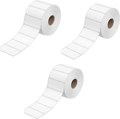 BDOUBLEU 50x25mm Direct Thermal Barcode Label Sticker, 2x1 inches-1000 Labels Per Roll (Pack of 3)White Self Adhesive Sticker for Barcoding Paper Label(White)