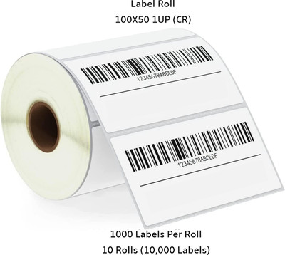 Sunbirds ChromoBarcodeLabel100X50mmX1UP,1000LabelsPerRoll(PackOf10Rolls)RibbonRequired Self Adhesive Paper Label(White)