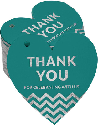 Inkdotpot Silver Foil Thank You for Celebrating with Us Bridal Shower Favor Tag 100 Pcs No Paper Label(Green)