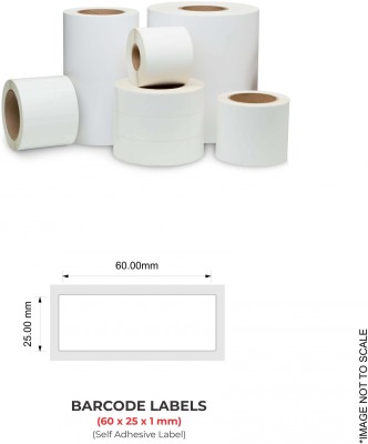 NEELGAGAN Barcode Labels (60mm x 25mm x 1), 2000 Labels Per Roll Self Adhesive Label Paper Label(White)