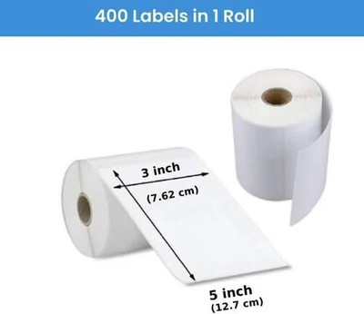 SECQURA 3in x 5in, 400 Labels in 1 Roll | Pack of 1| Type - Direct Thermal (DT) Lable Self Adhesive Paper Label(White)