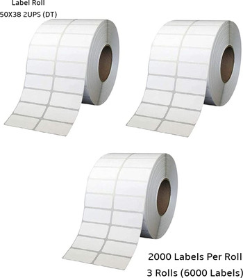 Semana DirectThermal BarcodeLabel50x38mm(2x1.5Inch)2UPS,2000LabelsPerRoll(PackOf3Rolls) Self Adhesive Paper Label(White)