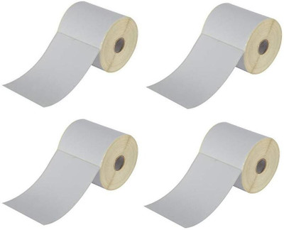 youtech 100mmX150mm (4 inch X 6 inch), Thermal Transfer Barcode Labels online shipping labels Stickers, Set of 4 Rolls, 250 Labels In Roll Smooth & Milky White Paper Labels In Roll, Permanent Self Adhesive Paper Label(White)