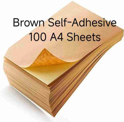 samfashion Adhesive Brown A4 100 Sheets Printable Laser Inkjet Inktank 120 GSM Self Adhesive Premium Quality Paper Label(White)