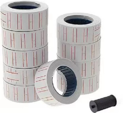 dinojames 10 Rolls with 1Ink roll for Price Labels Paper Tag Mark Sticker Self-adhesive Paper Label(White)