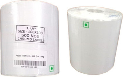 Solitaire 100x100mm Chromo/Paper Label With VEG Logo Symbol Printed,1 UP,1 Roll Of 500 Pcs Full gumming, self adhesive Paper Label(White)