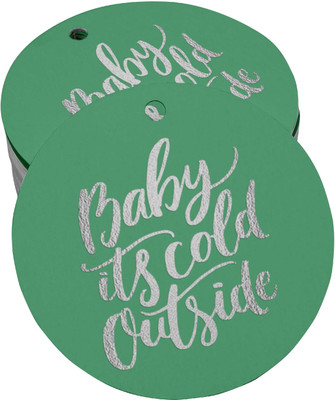 Inkdotpot Baby It's Cold Outside Baby Shower Bottle Tag Silver Foil Favor Pack of 100 No Paper Label(Green)