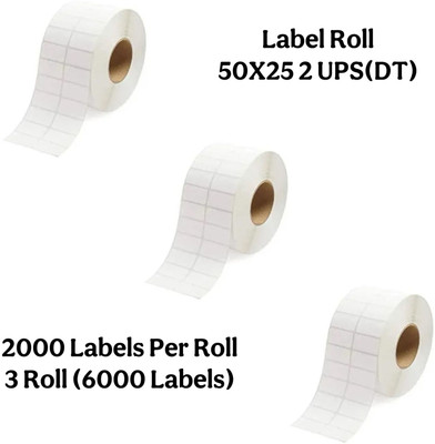 vonatic 50x25MM Direct Thermal Barcode Label Sticker 2x1 inches 2UPS 2000 Labels Per Roll - White Self Adhesive Sticker for Printing Barcoding Paper Label(White)