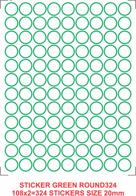 selfadhesive GREEN ROUND324 STICKER (PACK OF 3 SHEETS) Self-Adhesive Paper Label(Multicolor)
